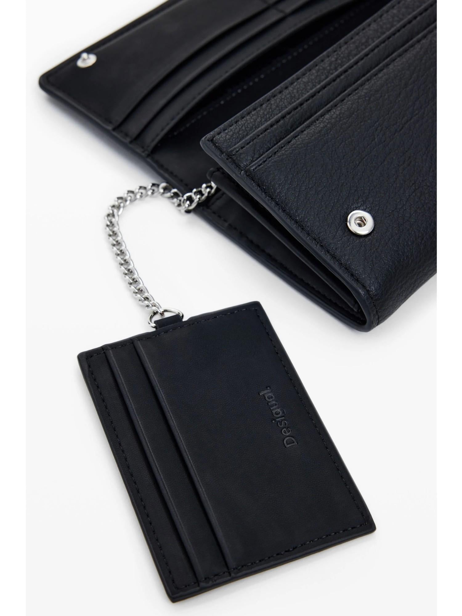 Desigual Portamonete effetto pelle ricamato medio Donna Nero 25WAYP35 2000 DESIGUAL