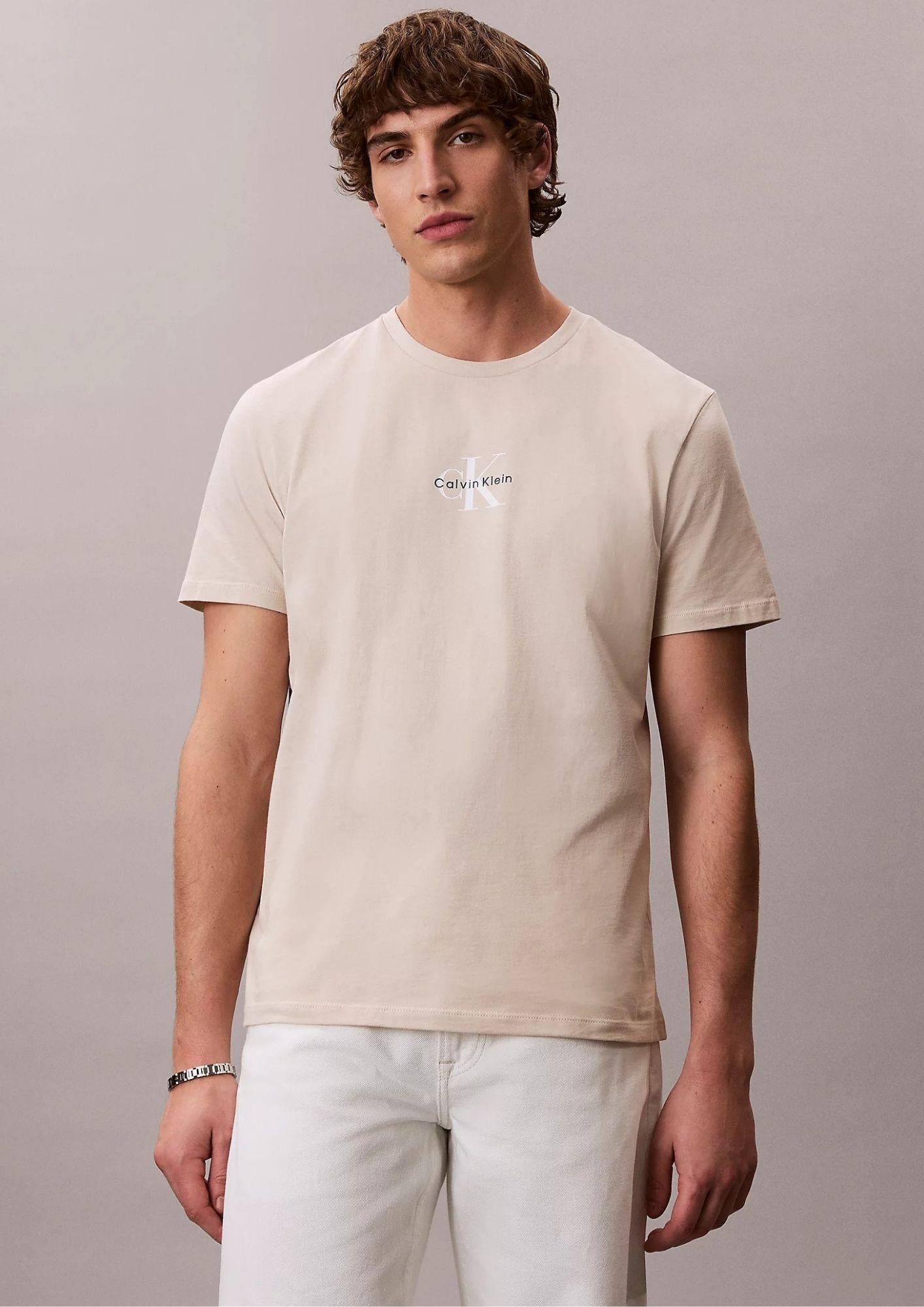 Calvin Klein T-Shirt Uomo Beige LV04RB866G 2JX CALVIN KLEIN