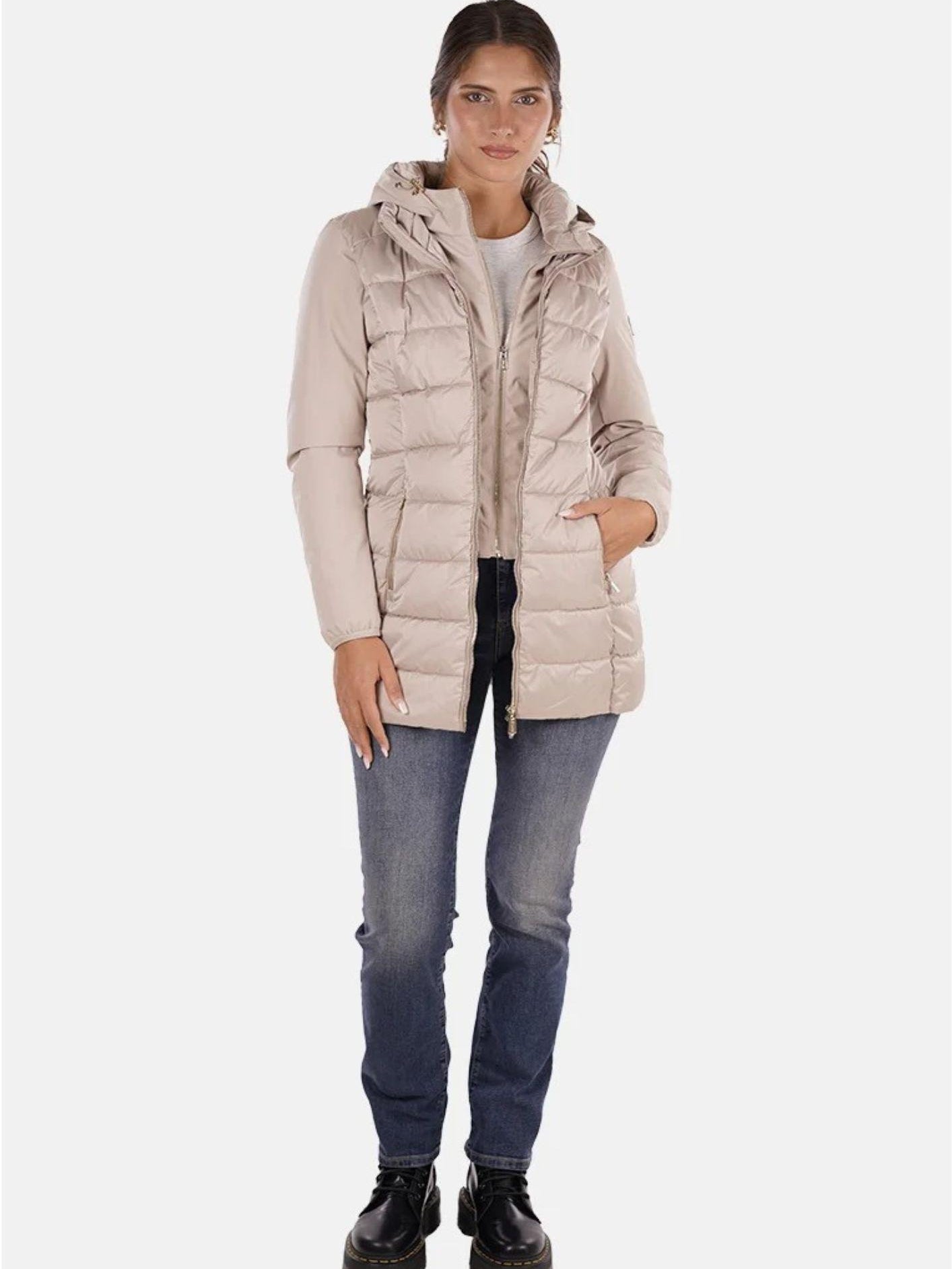 Yes Zee Giacca Lunga Donna Beige O045 M800 0222 YES ZEE