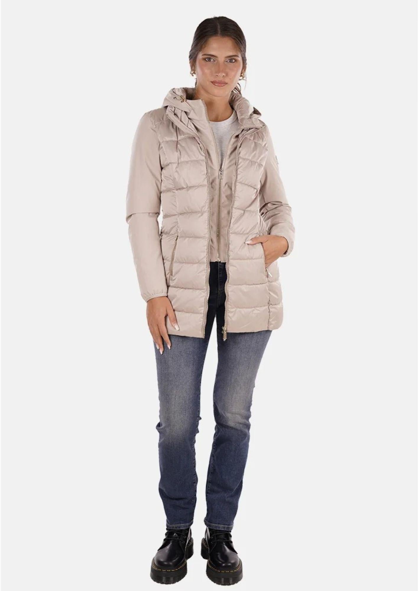 Yes Zee Giacca Lunga Donna Beige O045 M800 0222 YES ZEE