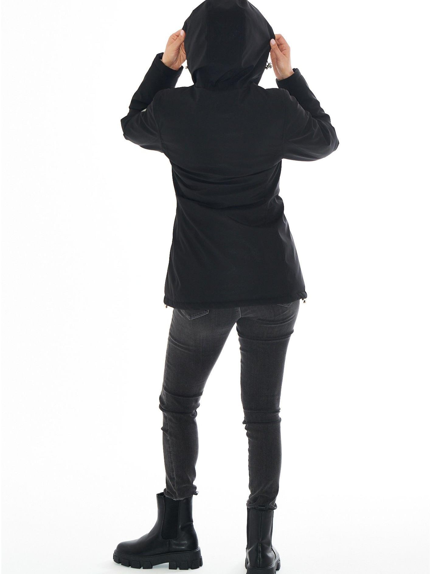Yes Zee Cappotto Softshell con Cappuccio e Coulisse Donna Nero O088 M200 0801 YES ZEE
