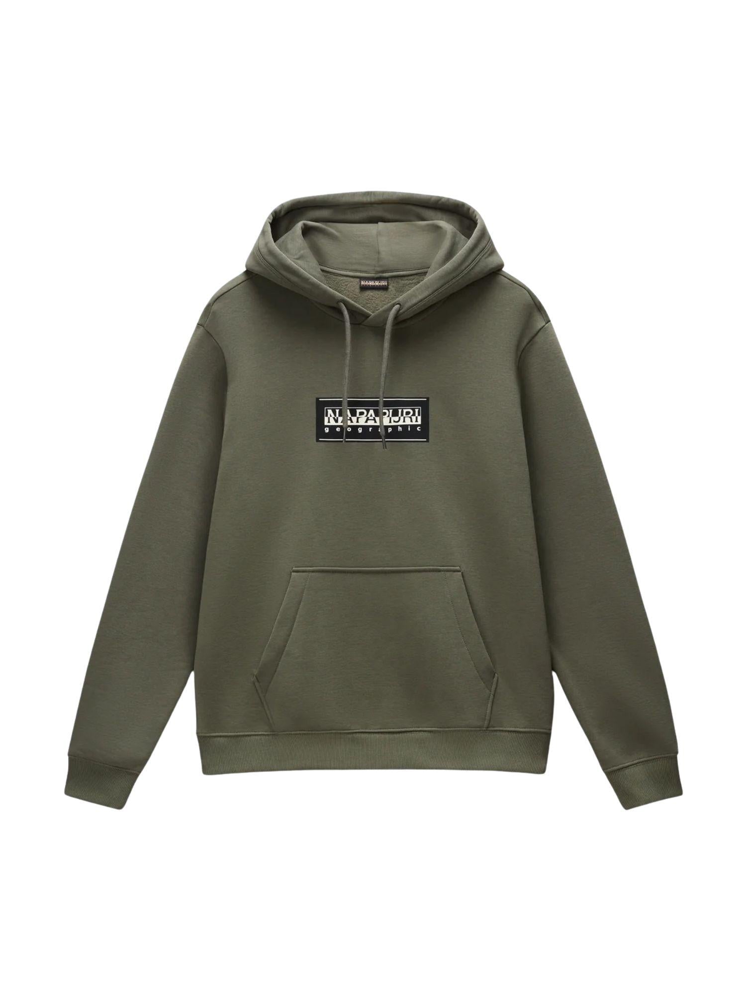 Napapijri Felpa Uomo con Cappuccio Box Logo Verde NP0A4I19 G0A NAPAPIJRI