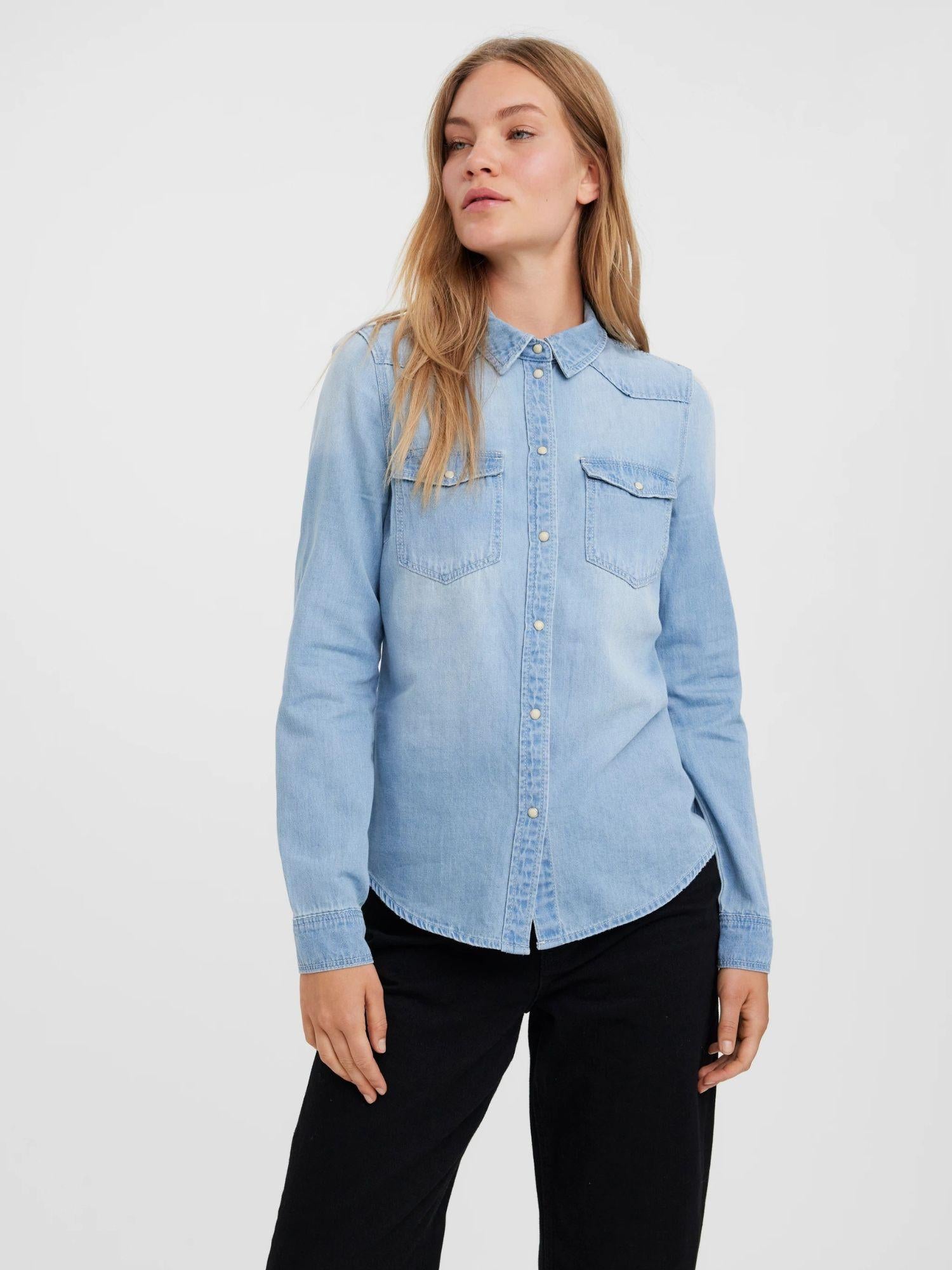 Vero Moda Camicia Donna Light Blue VMMalou 10277523 Light Blue Denim BIRCH STITCH VERO MODA