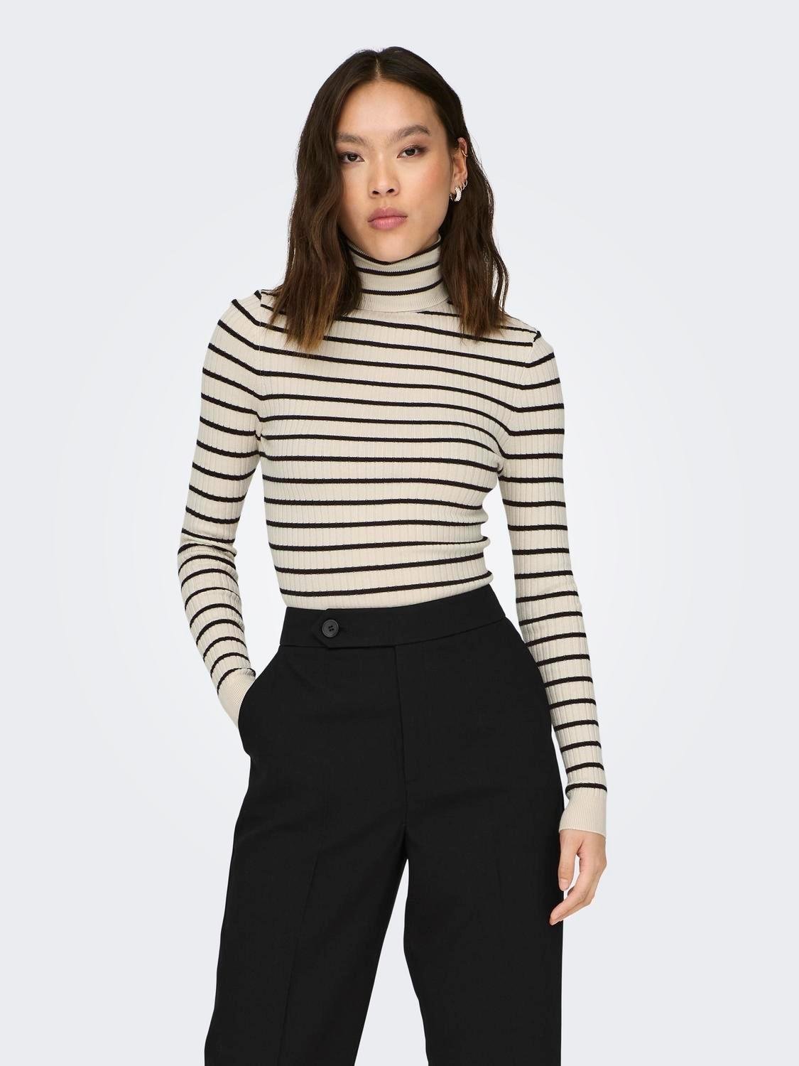 ONLY Only Pullover Donna Carol Grigio beige con fasce Pullover