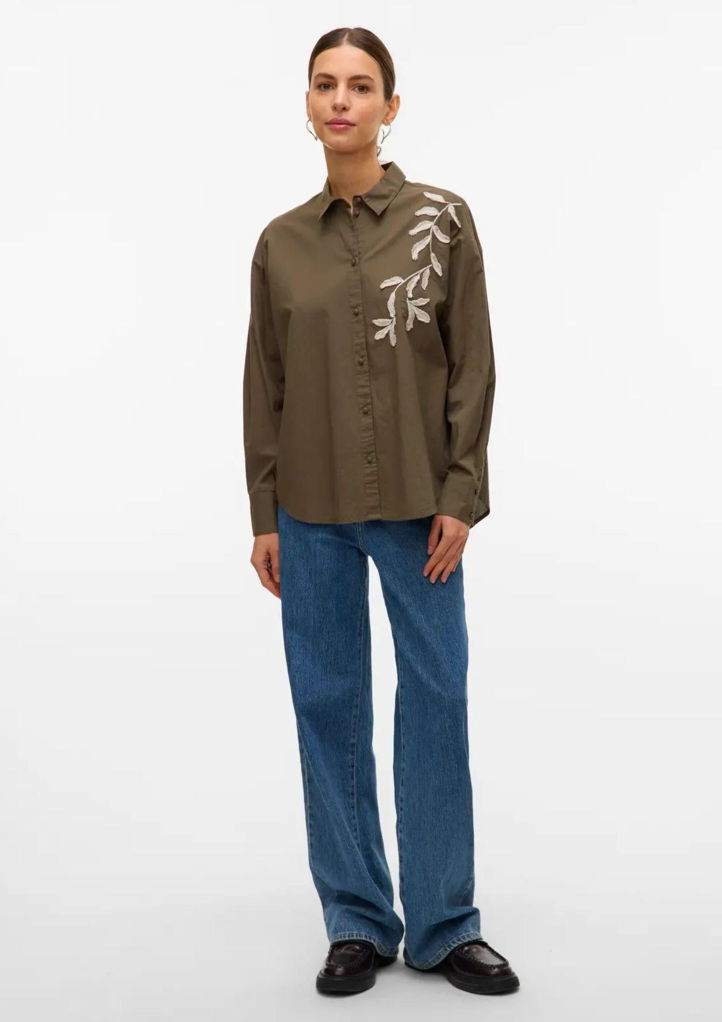 VERO MODA 10333342Grape Leaf Birch emb. detail Camicia