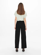 Jacqueline De Yong Pantaloni A Gamba Larga Donna Geggo Wide Leg Fit Nero 15208430 Black BLACK BUTTONS JACQUELINE DE YONG 