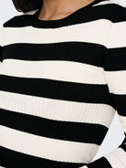 Jacqueline De Yong Maglione Donna Plum Nero Eggnog Stripes 15277223 Black W EGGNOG STRIPES JACQUELINE DE YONG 