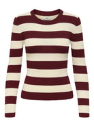 Jacqueline De Yong Maglione Donna Plum Cabernet Eggnog Stripes 15277223 Cabernet W EGGNOG STRIPES JACQUELINE DE YONG 