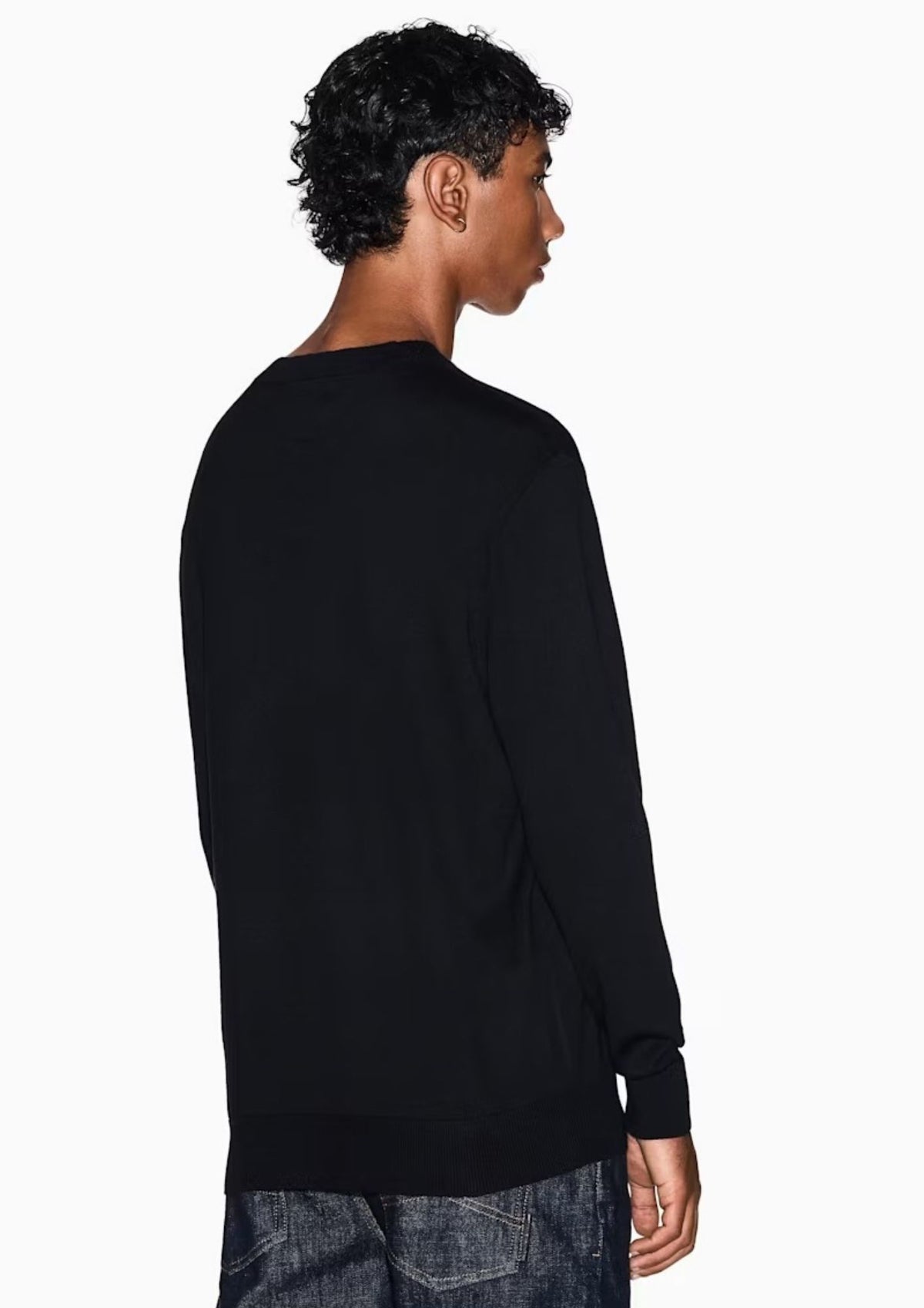 Maglione girocollo con logo in cotone viscosa e seta Icon Nero XM000338 AF12291 UC001 ARMANI EXCHANGE 