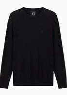 Maglione girocollo con logo in cotone viscosa e seta Icon Nero XM000338 AF12291 UC001 ARMANI EXCHANGE 