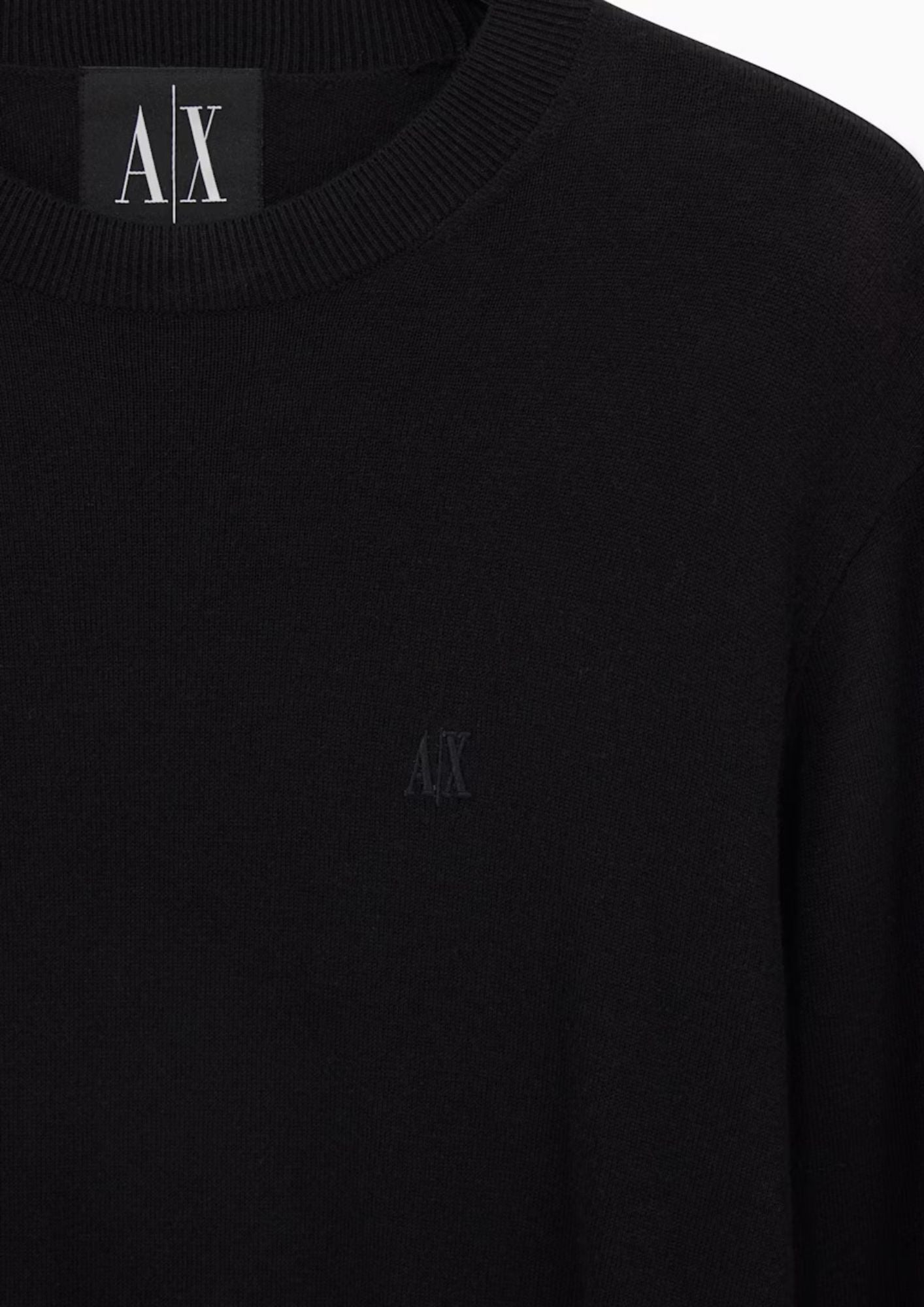 Maglione girocollo con logo in cotone viscosa e seta Icon Nero XM000338 AF12291 UC001 ARMANI EXCHANGE 