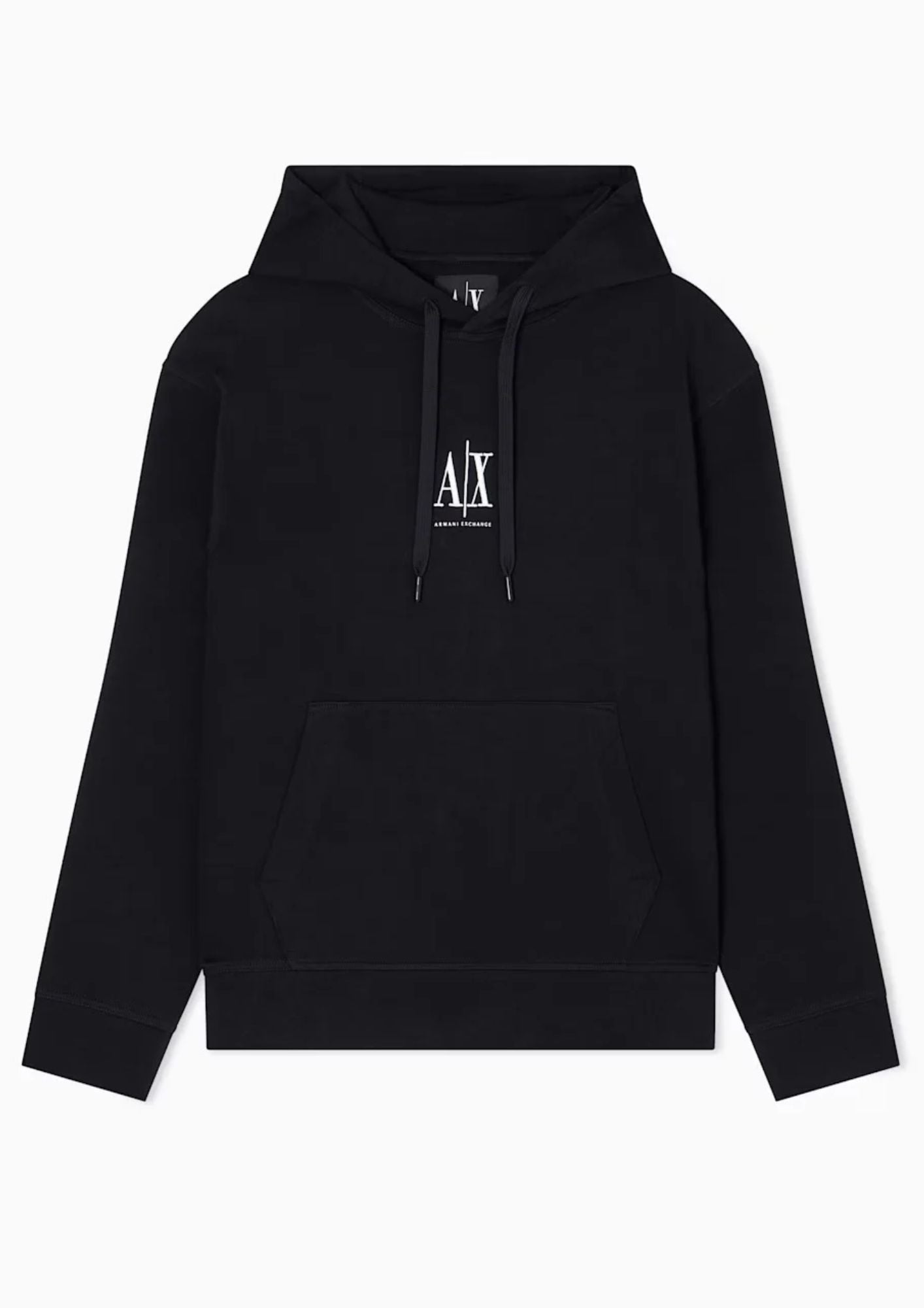 Felpa con cappuccio e tasca a marsupio con logo Icon Nera XM000369 AF10818 UC001 ARMANI EXCHANGE 