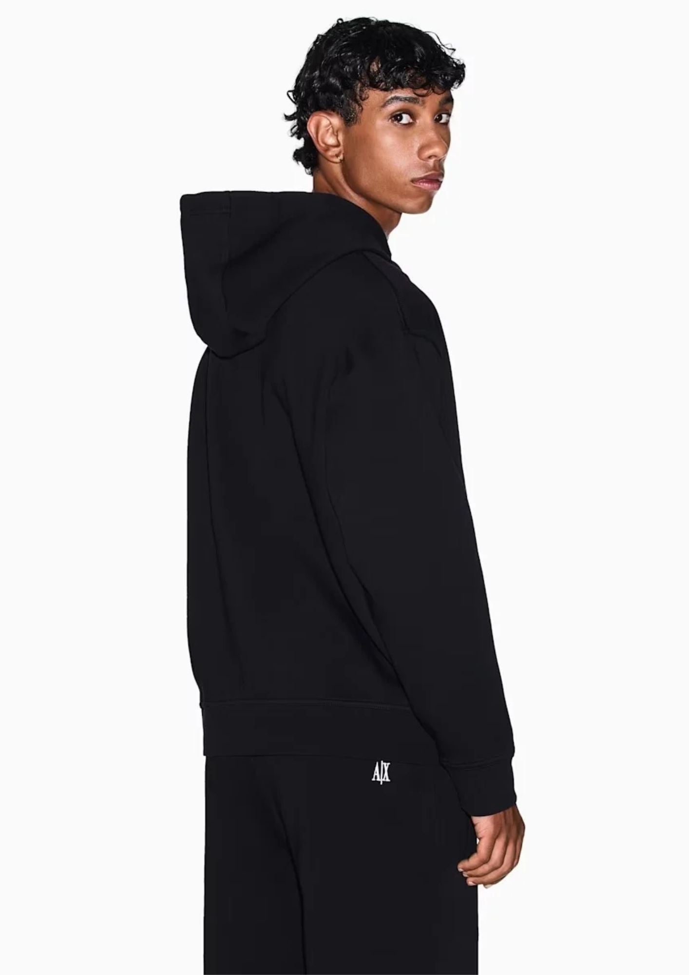 Felpa fullzip con cappuccio e logo in cotone stretch Icon Nera XM000371 AF10818 UC001 ARMANI EXCHANGE 