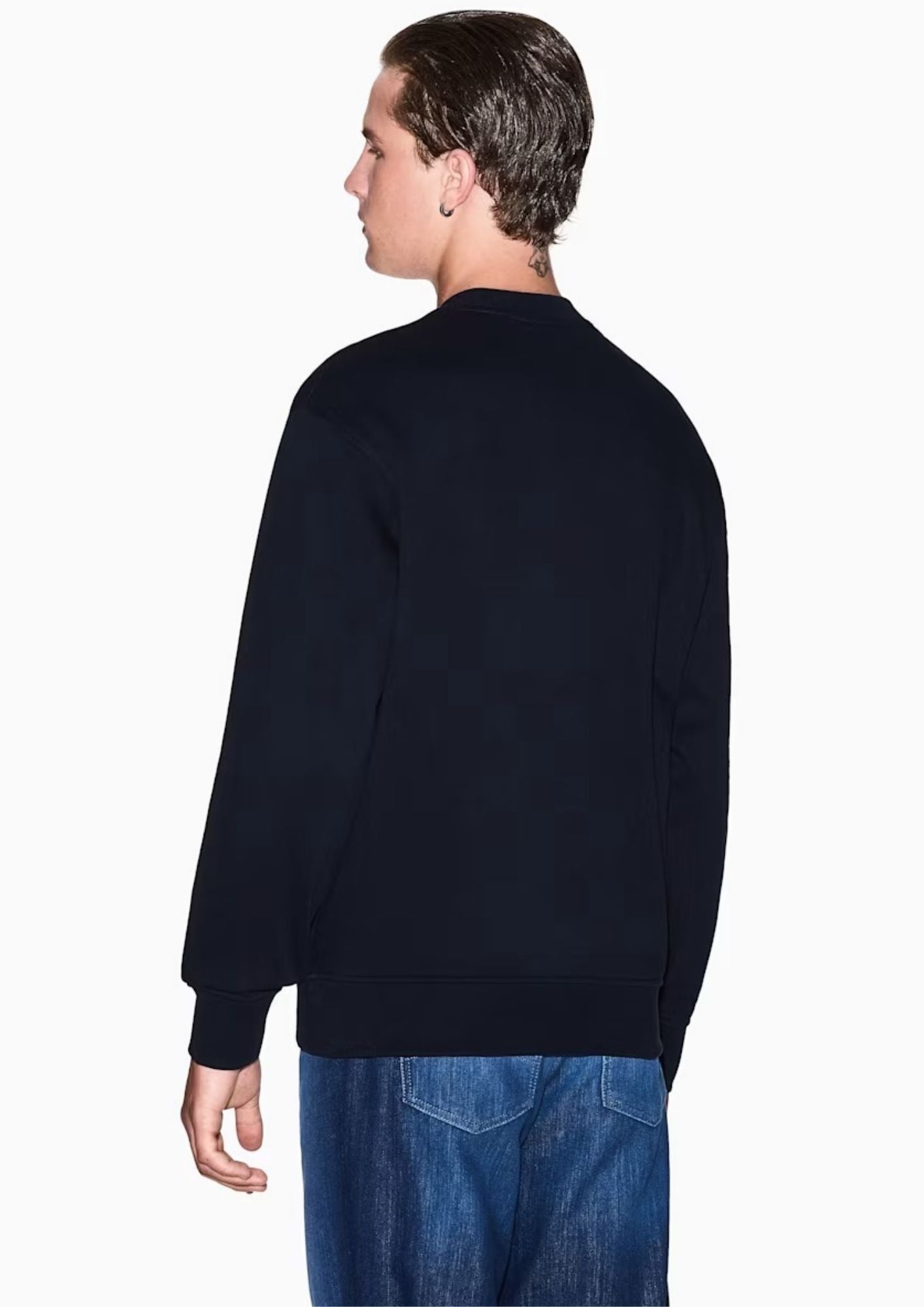 Felpa tinta unita girocollo in cotone con stampa Blu Navy XM001284 AF20934 UB101 ARMANI EXCHANGE 
