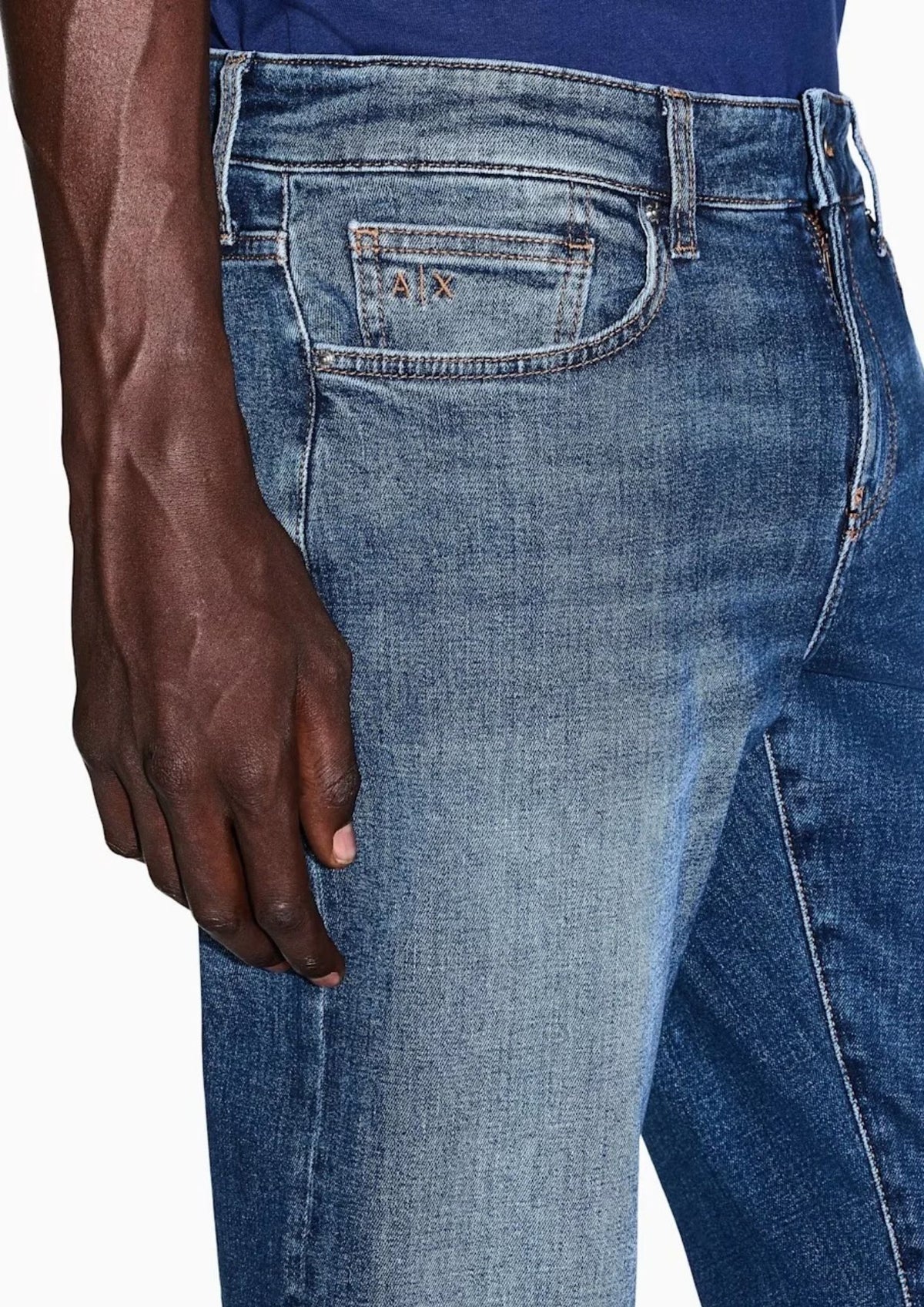 Pantalone cinque tasche Skinny in denim di cotone stretch Dark Blu Denim XM001512 AF25551 MB010 ARMANI EXCHANGE 
