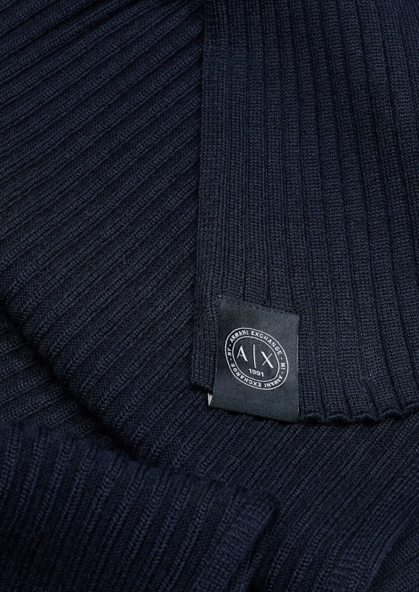 Sciarpa a costine in misto lana e cotone con patch logo Deep Navy XM001535 AF14008 UB101 ARMANI EXCHANGE 