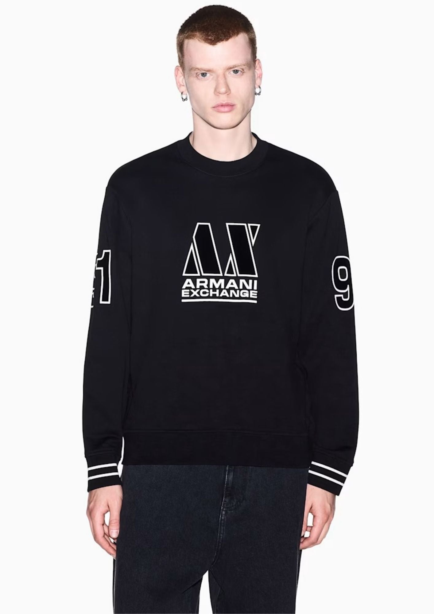 Felpa vestibilità regular in tessuto french terry di cotone Nera XM002799 AF20934 UC001 ARMANI EXCHANGE 