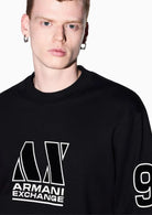 Felpa vestibilità regular in tessuto french terry di cotone Nera XM002799 AF20934 UC001 ARMANI EXCHANGE 