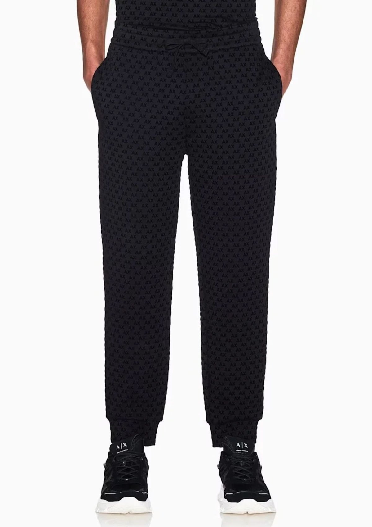 Pantaloni joggers in jersey con logo all over Nero XM002904 AF10818 UC001 ARMANI EXCHANGE 
