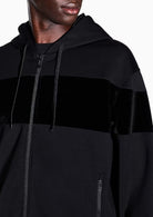 Felpa in modal stretch con cappuccio e banda in velluto Nera XM002923 AF19936 UC001 ARMANI EXCHANGE 
