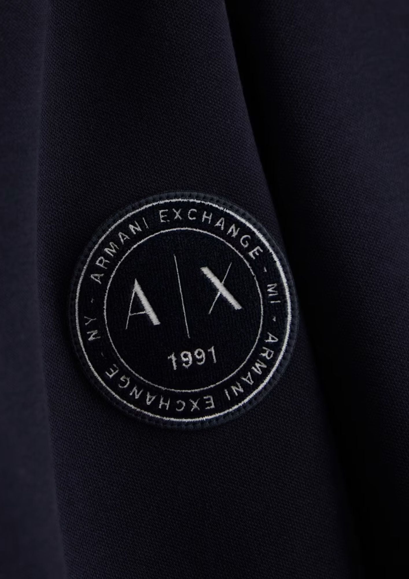 Felpa girocollo in piquet stretch con patch logo circolare Deep Navy XM002929 AF16222 UB101 ARMANI EXCHANGE 