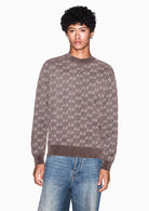 Pullover girocollo con logo all over e bordi a costine Beige Falcon XM002992 AF16916 F6236 ARMANI EXCHANGE 
