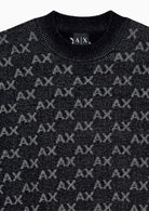 Pullover girocollo con logo all over e bordi a costine Nero XM002992 AF16916 FC356 ARMANI EXCHANGE 