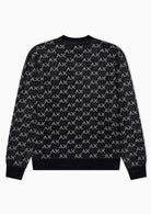 Pullover girocollo con logo all over e bordi a costine Nero XM002992 AF16916 FC356 ARMANI EXCHANGE 