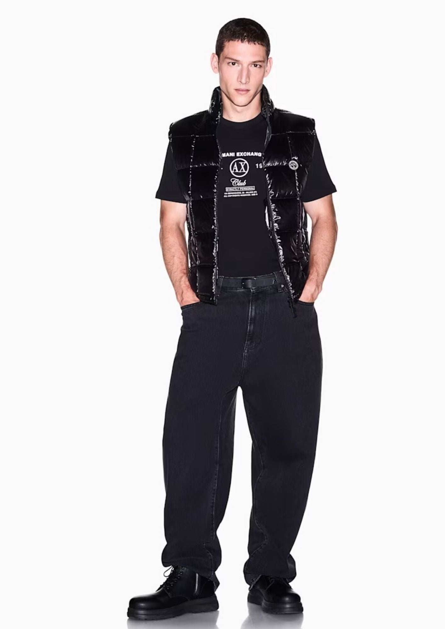 T-shirt vestibilità regular in jersey di cotone Nera XM003067 AF10358 UC001 ARMANI EXCHANGE 