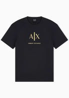 T-shirt slim Black and Gold in cotone con logo Nera XM003114 AF10356 UC001 ARMANI EXCHANGE 