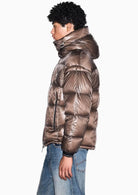 Piumino lucido con cappuccio e imbottitura in piuma d'anatra Falcon XM003344 AF23755 U6125 ARMANI EXCHANGE 