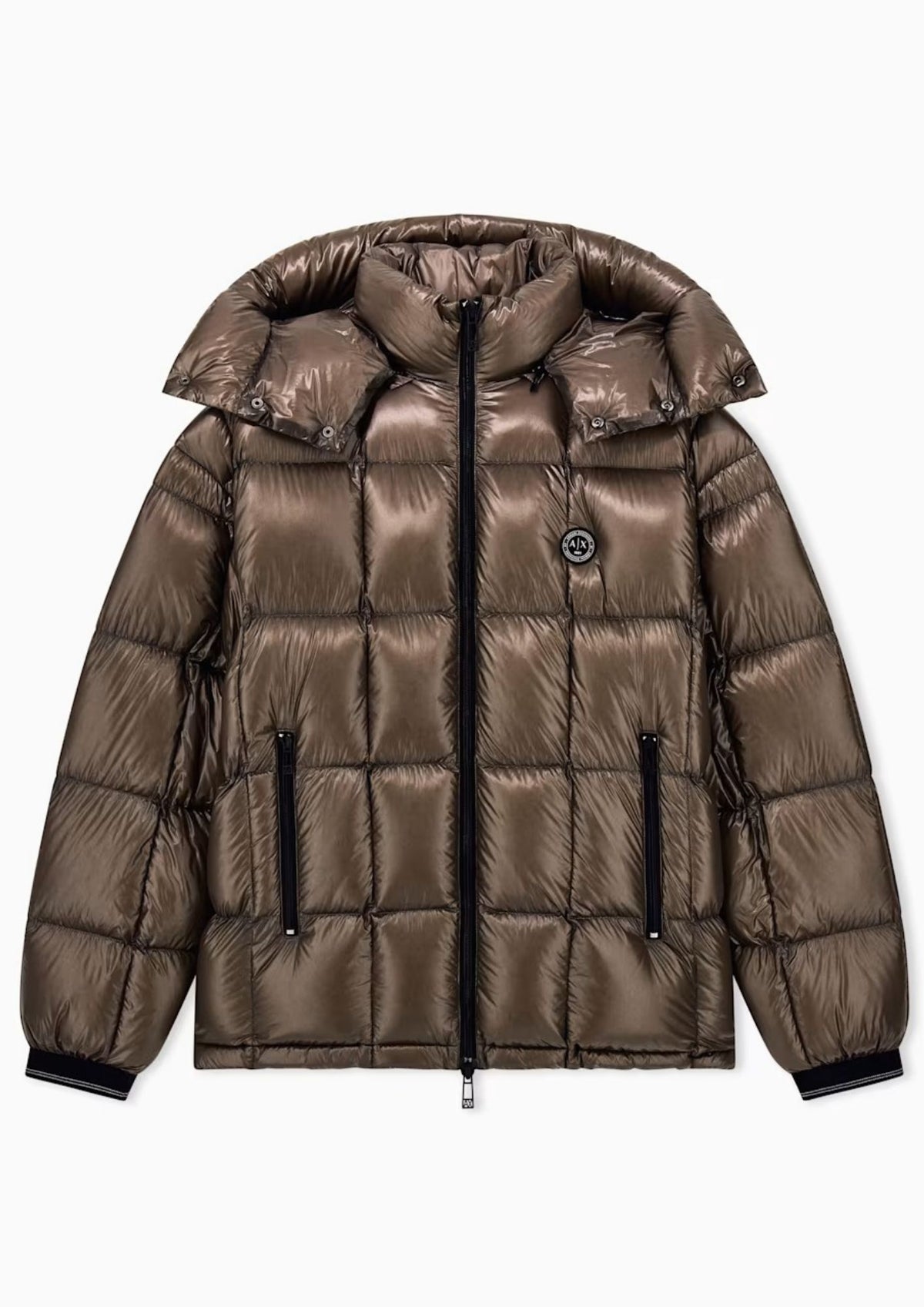 Piumino lucido con cappuccio e imbottitura in piuma d'anatra Falcon XM003344 AF23755 U6125 ARMANI EXCHANGE 