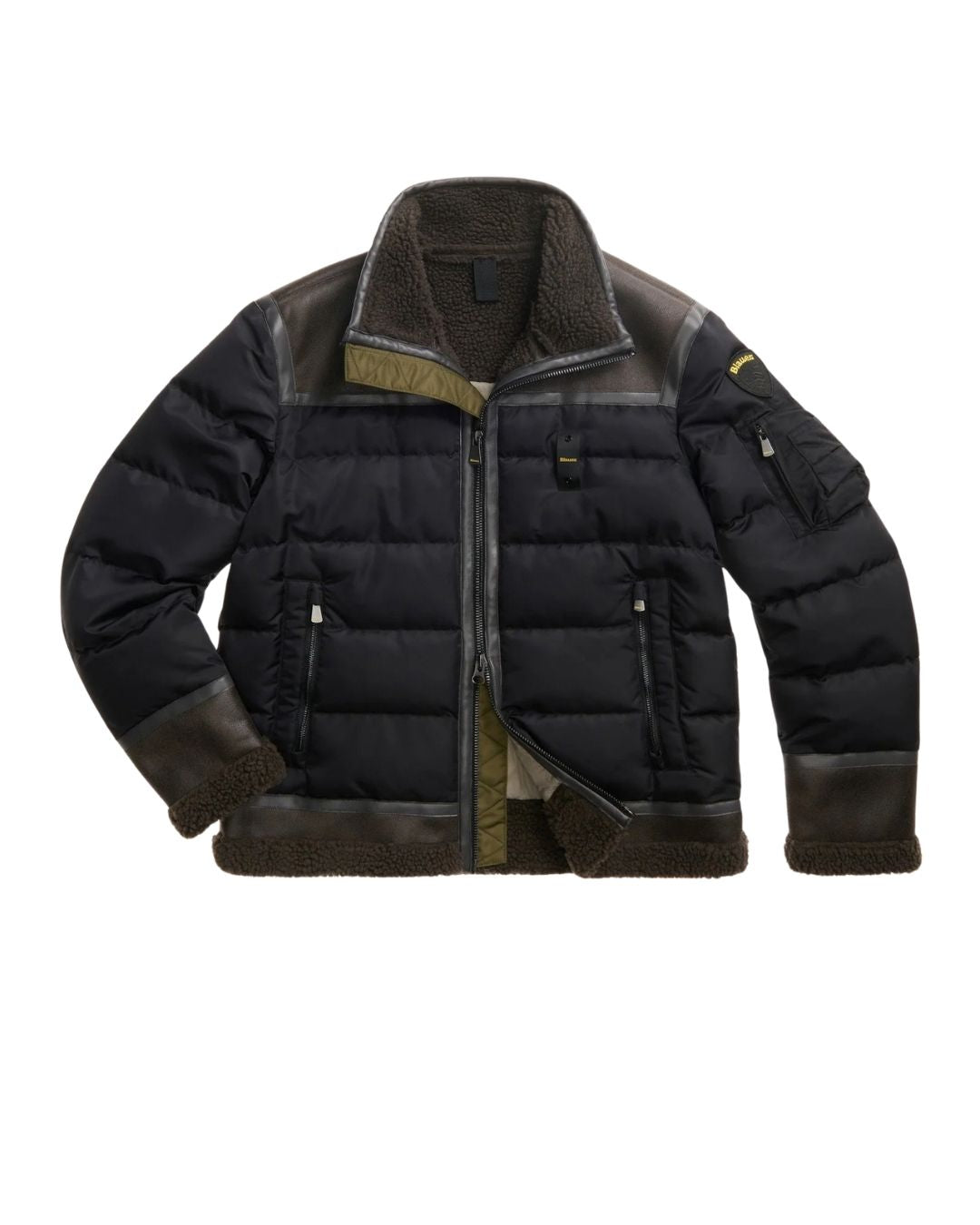 Giubbetto con inserti in Montone Organ New Nero BLUC02240 7280 999 BLAUER 