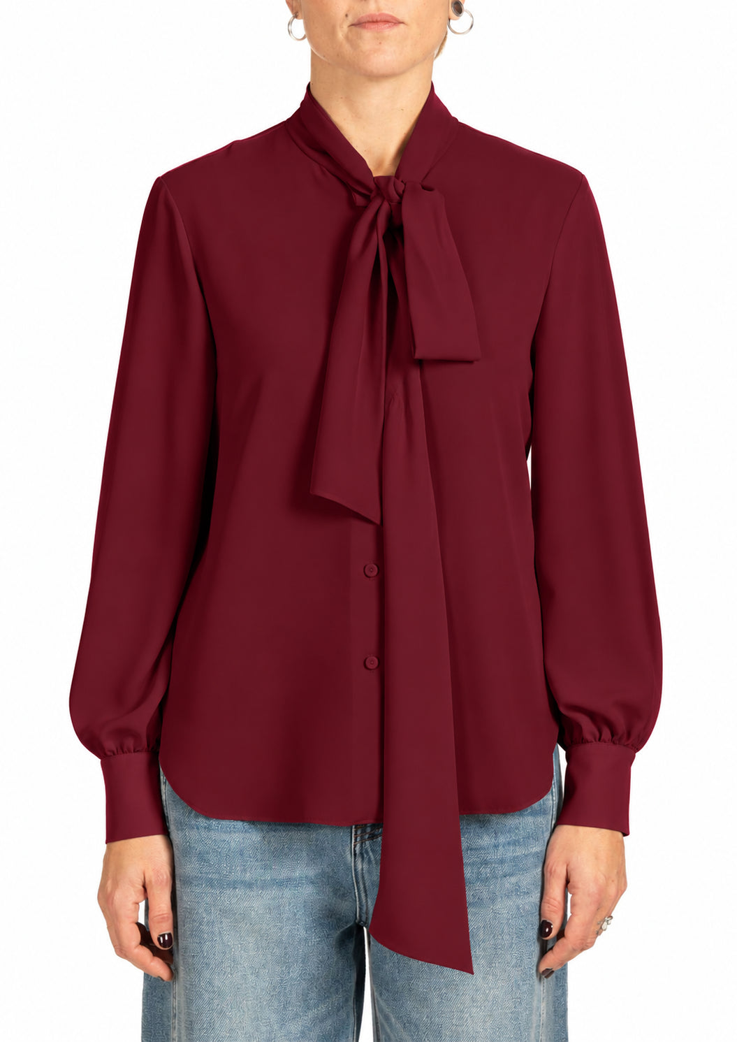 Blusa Donna Elegante con Fiocco al Collo Bordeaux 5054R003140N 29 DIANA GALLESI 
