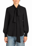 Blusa Donna Elegante con Fiocco al Collo Nera 5054R003140N 33 DIANA GALLESI 