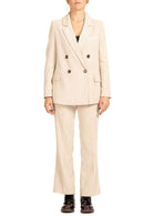 Tailleur Donna in Velluto a Costecon Blazer Doppiopetto e Pantaloni Svasati Beige 6J37R000072N 2 DIANA GALLESI 