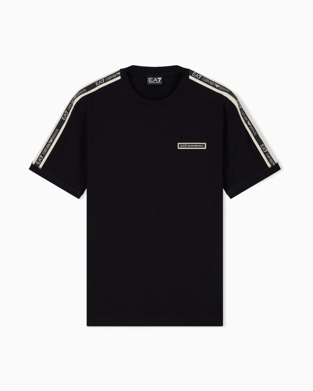 T-shirt Logo Series in cotone con bande sulle spalle Nero 7M002189 AF10373 UC001 EA7 EMPORIO ARMANI 