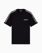 T-shirt Logo Series in cotone con bande sulle spalle Nero 7M002189 AF10373 UC001 EA7 EMPORIO ARMANI 