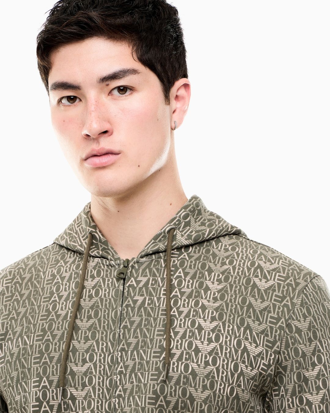 Felpa Logo Series full zip con cappuccio in misto cotone Verde 7M002206 AF12660 F7011 EA7 EMPORIO ARMANI 