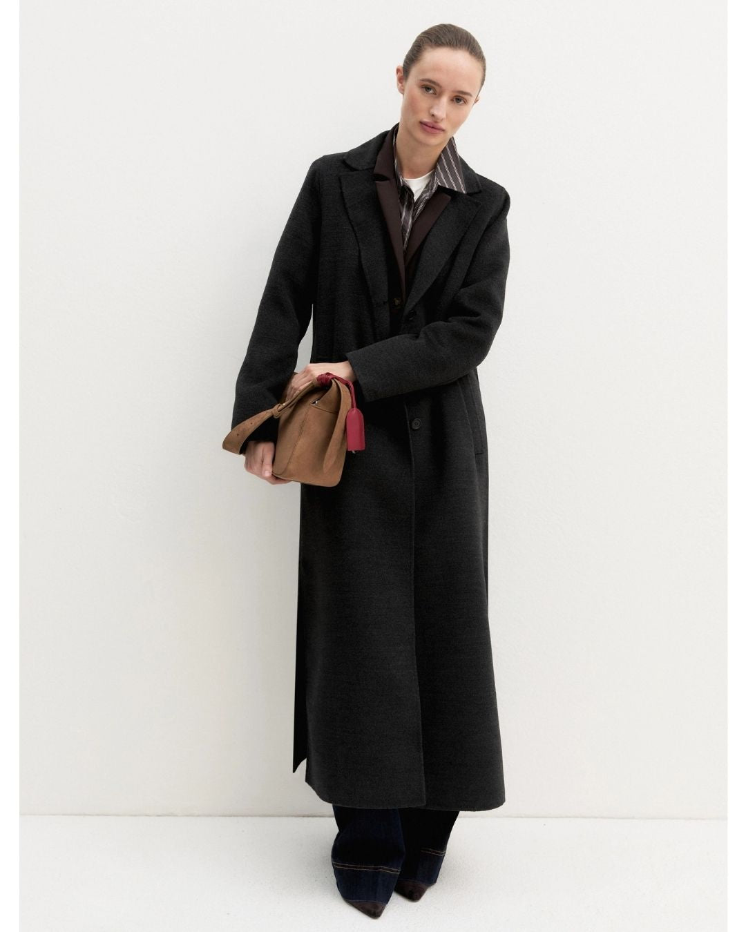 Cappotto lungo in double Grigio Scuro Melange 2625016031200 011 EMME MARELLA 