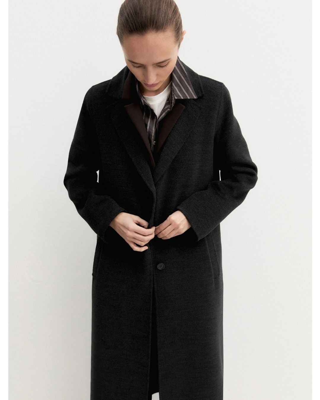 Cappotto lungo in double Grigio Scuro Melange 2625016031200 011 EMME MARELLA 