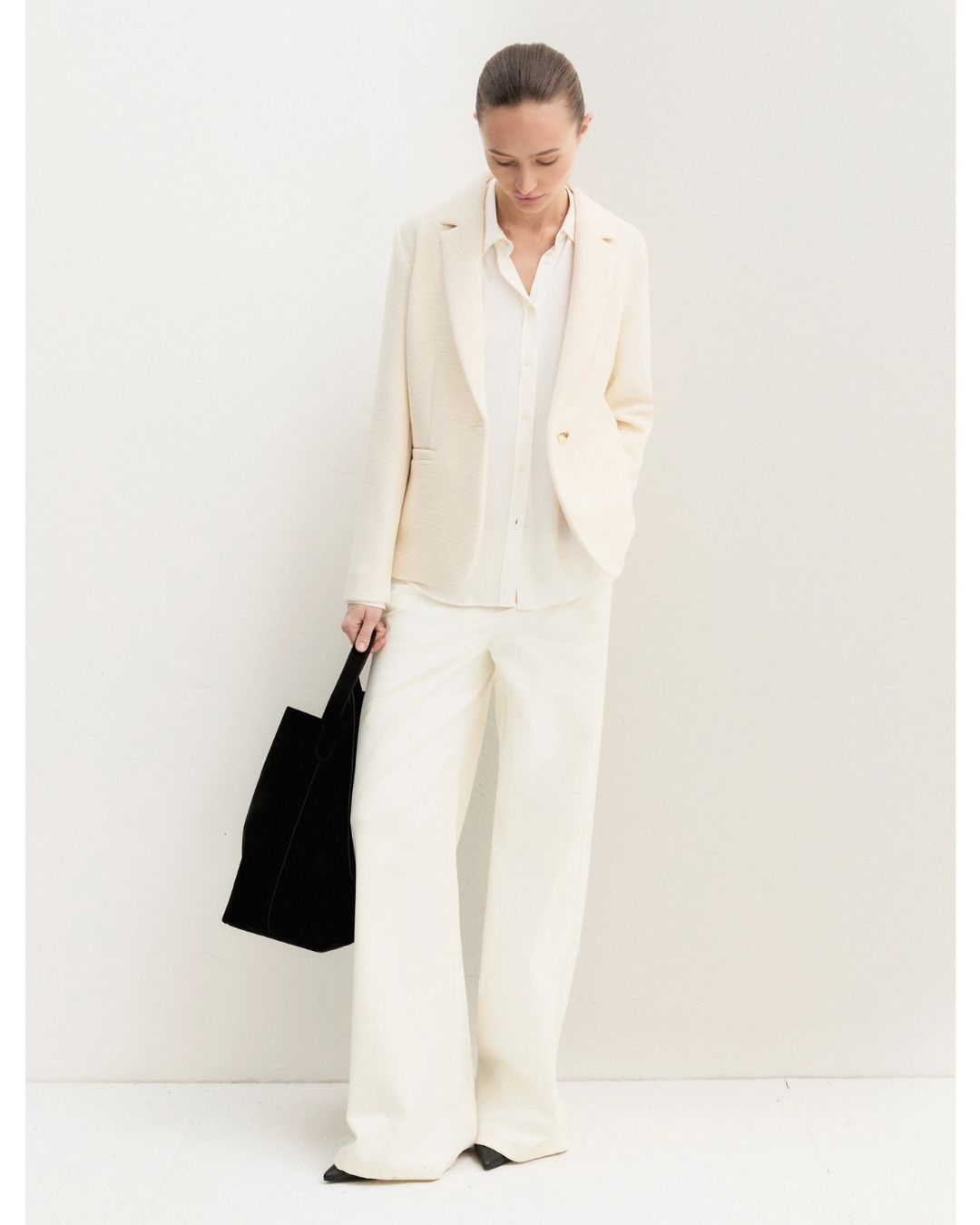 Giacca sfiancata in stuoia stretch Bianco Lana 2625046101200 002 EMME MARELLA 