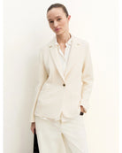 Giacca sfiancata in stuoia stretch Bianco Lana 2625046101200 002 EMME MARELLA 