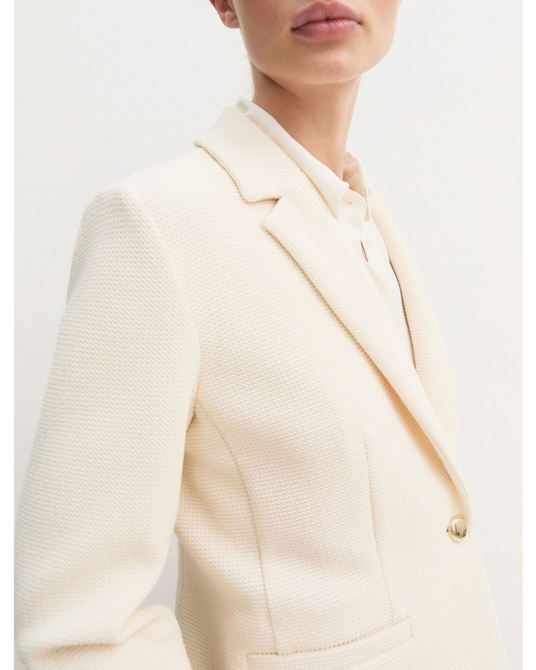 Giacca sfiancata in stuoia stretch Bianco Lana 2625046101200 002 EMME MARELLA 