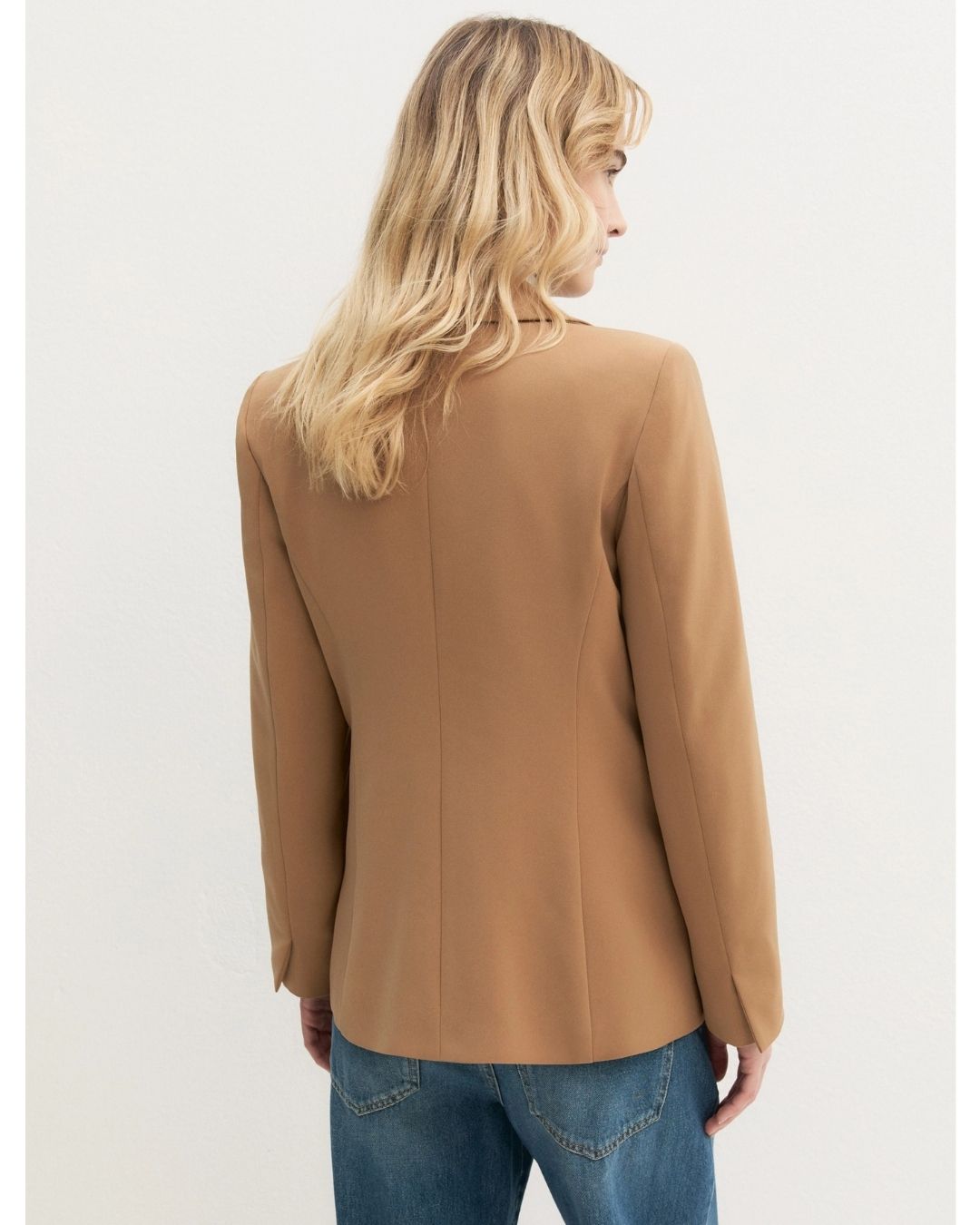 Blazer semiaderente in twill stretch Cammello 2625046131200 001 EMME MARELLA 