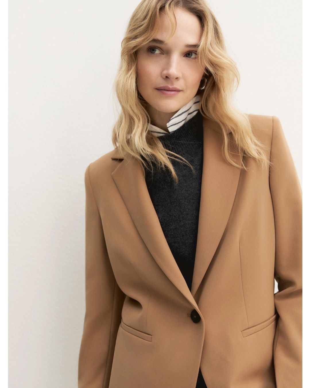 Blazer semiaderente in twill stretch Cammello 2625046131200 001 EMME MARELLA 