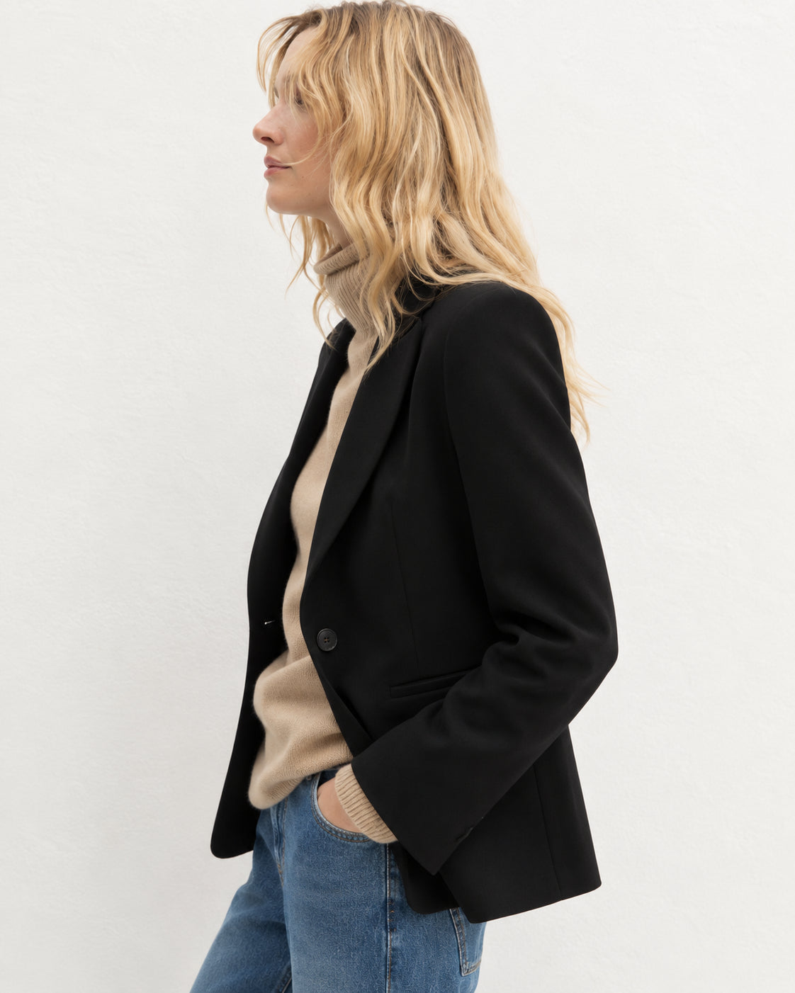 Blazer semiaderente in twill stretch Blu Navy 2625046131200 005 EMME MARELLA 