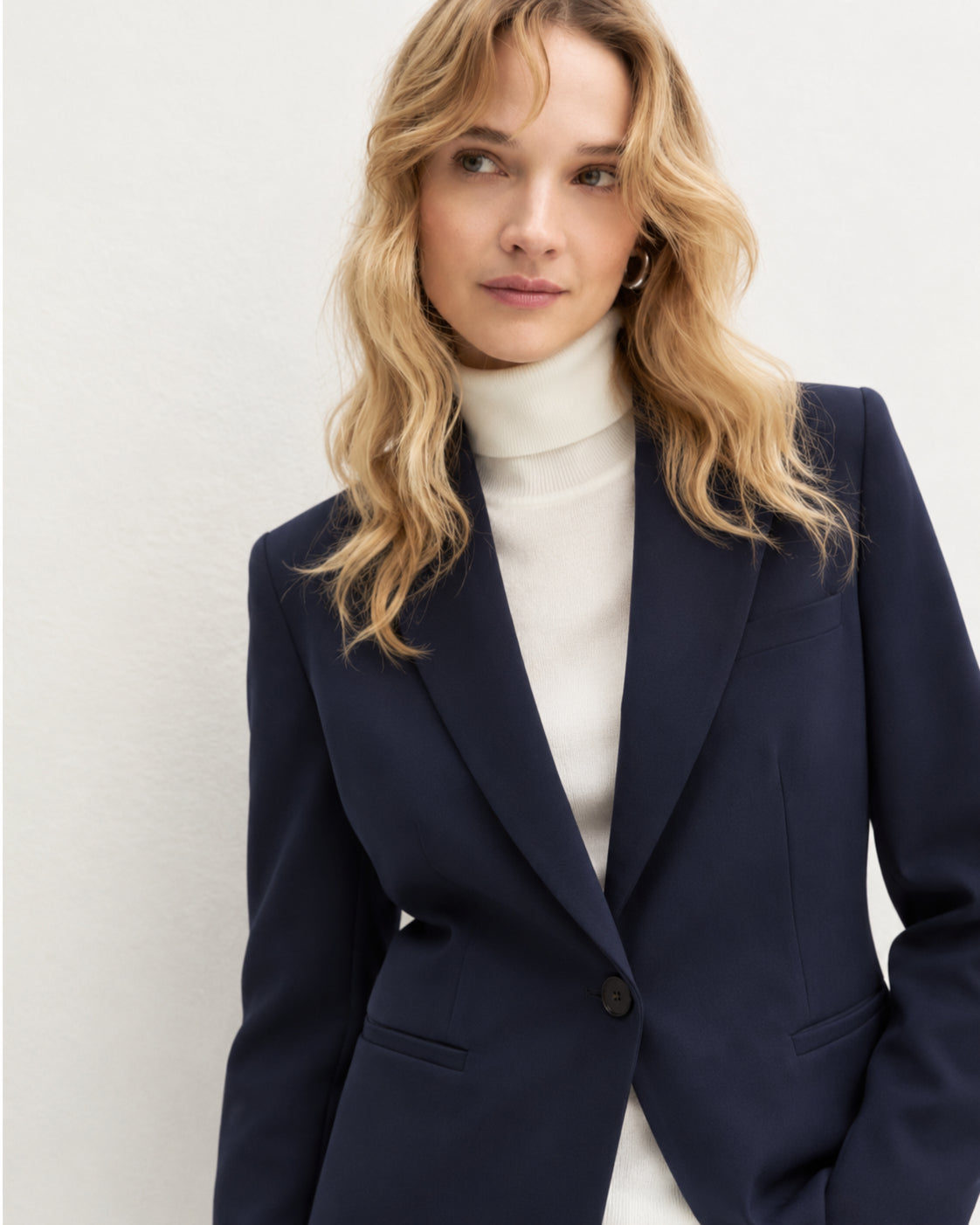 Blazer semiaderente in twill stretch Blu Navy 2625046131200 005 EMME MARELLA 
