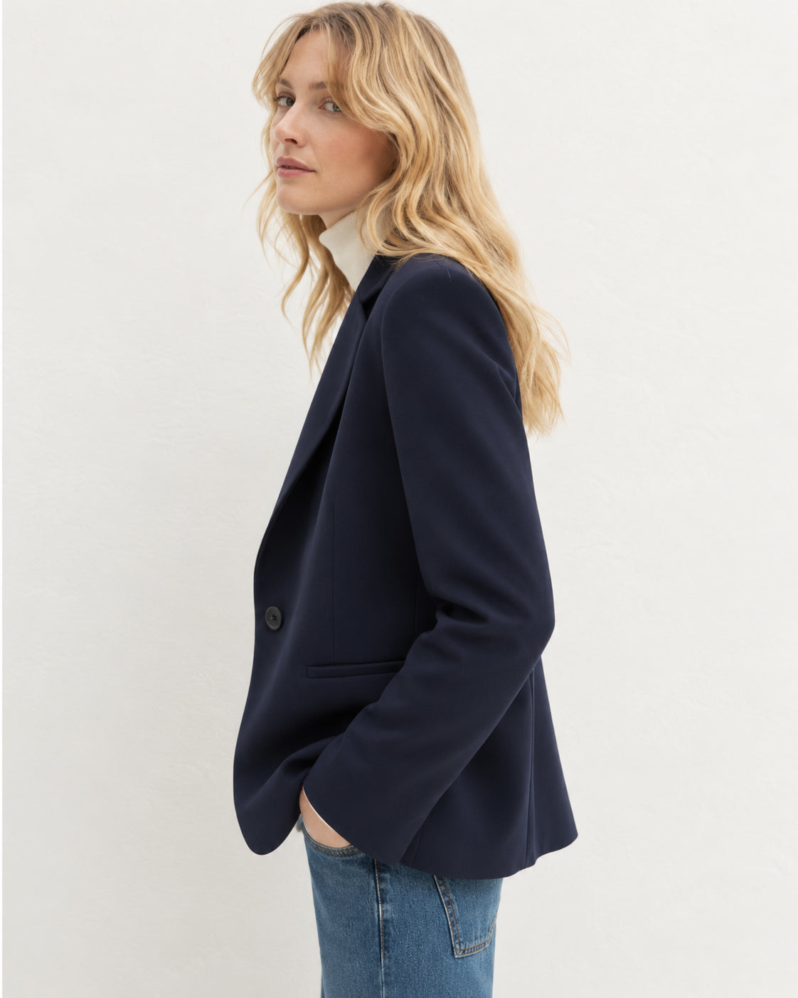 Blazer semiaderente in twill stretch Blu Navy 2625046131200 005 EMME MARELLA 