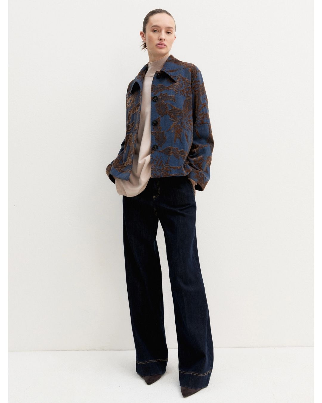 Giacca in denim jacquard delavé Emmghiera Blue Jeans 2625046141200 001 EMME MARELLA 